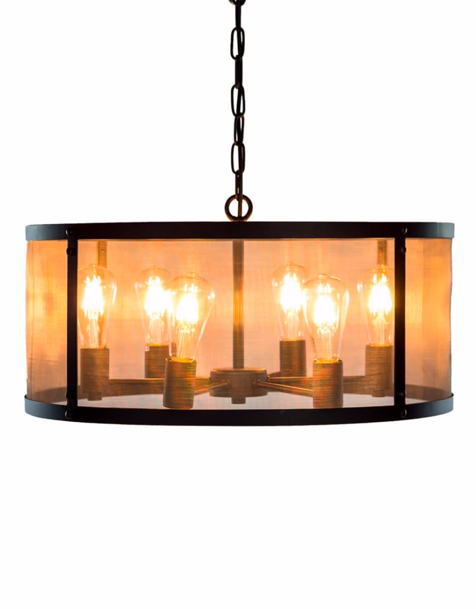 Small Round Black Iron Industrial Chandelier - CH257