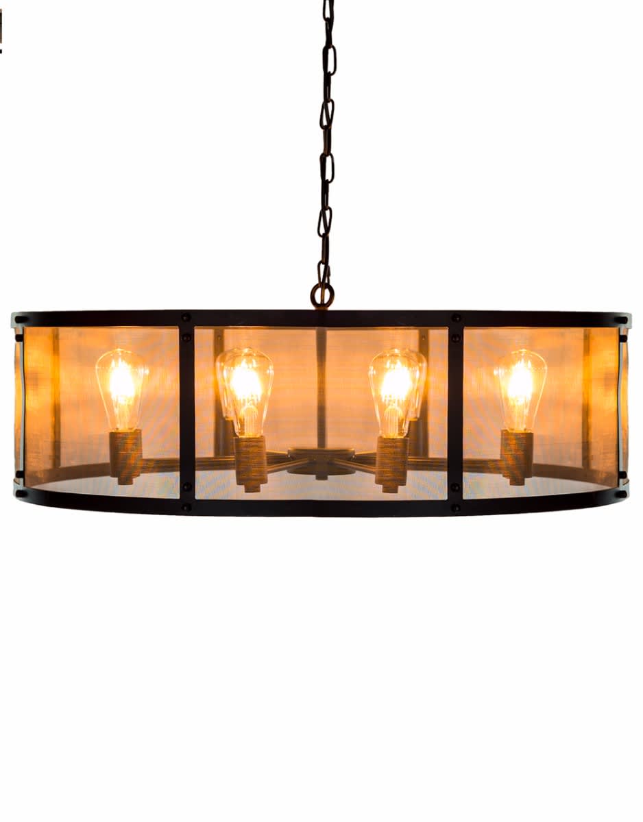 Large Round Black Iron Industrial Chandelier - CH258