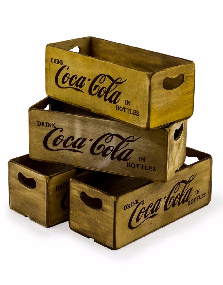 Set of 4 Antiqued Cola Wooden Boxes - FC25