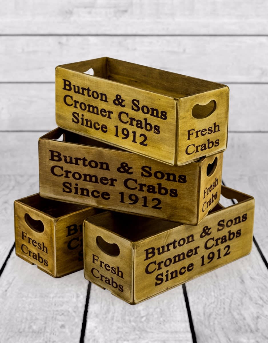 Set of 4 Antiqued "Cromer Crabs" Wooden Boxes - FC29