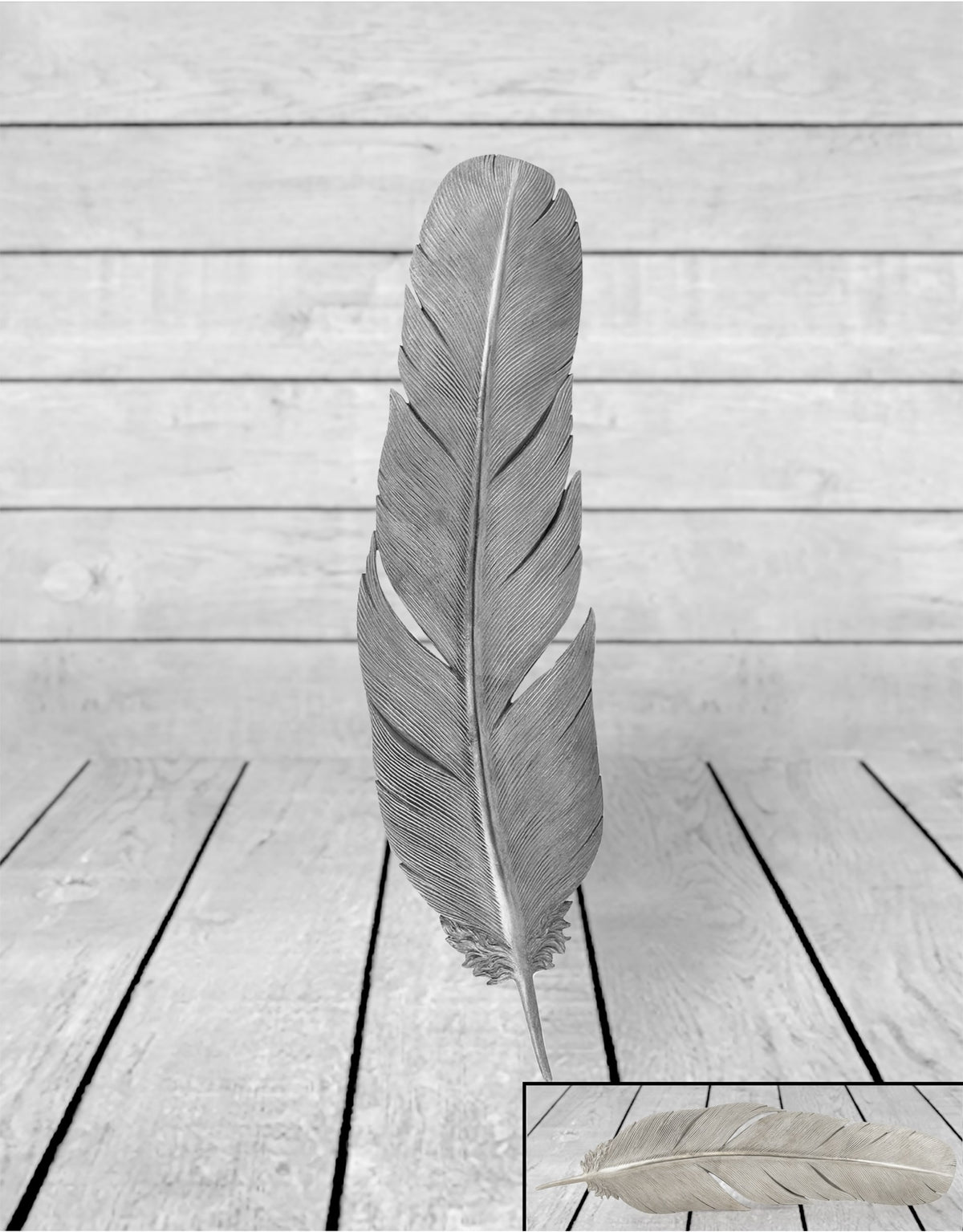 Large Silver Feather Wall Decor - SM83
