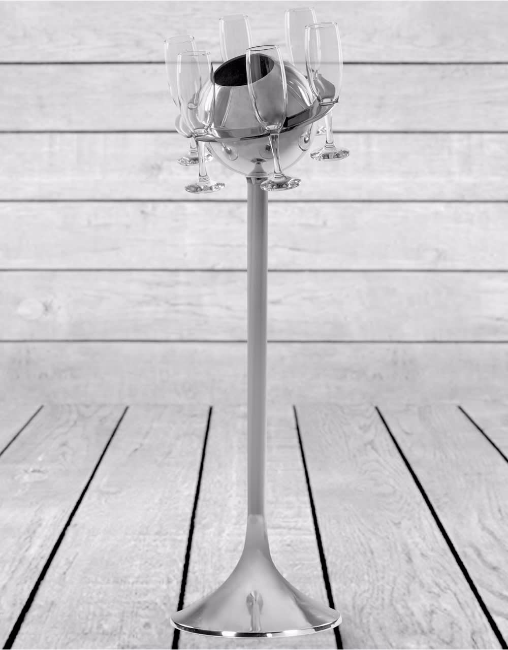 Polished Aluminium Floor Standing Saturn Ice Bucket - AL133X