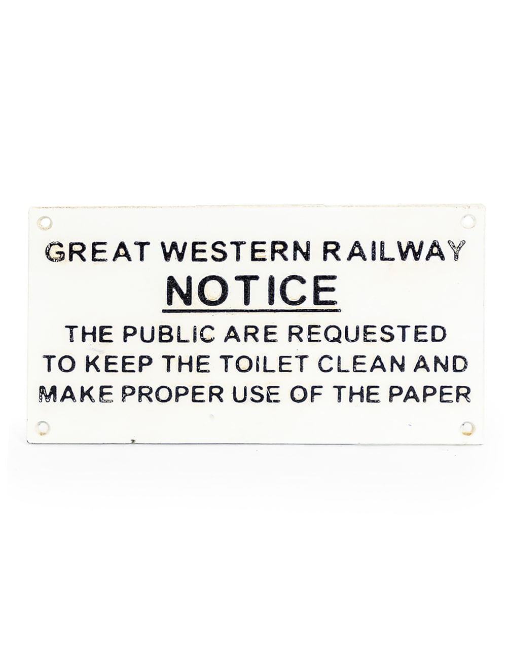 Cast Iron Antiqued GWR Toilet Warning Sign - STM50