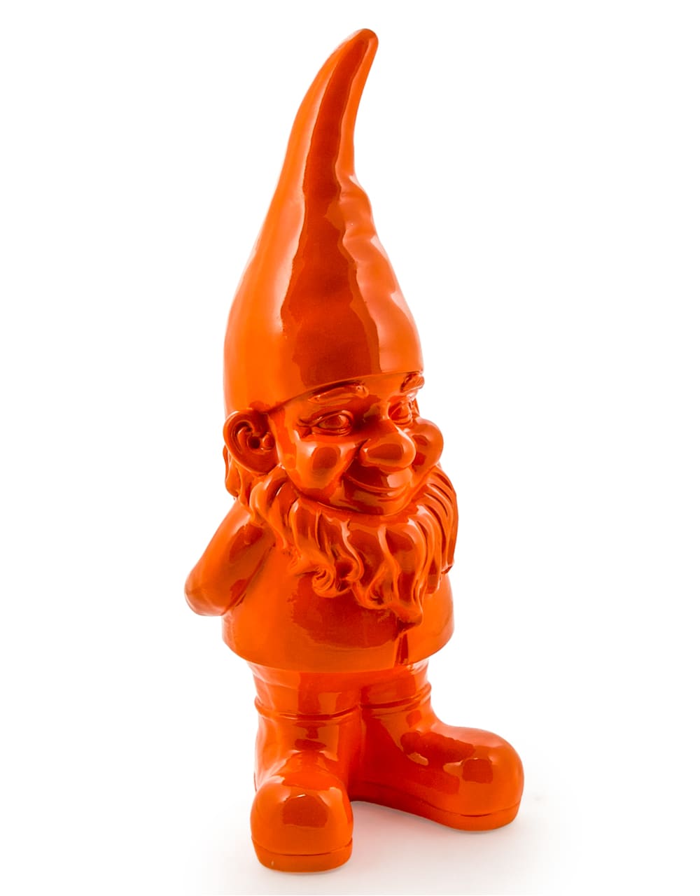Large Bright Orange Standing Gnome Figure - FL115