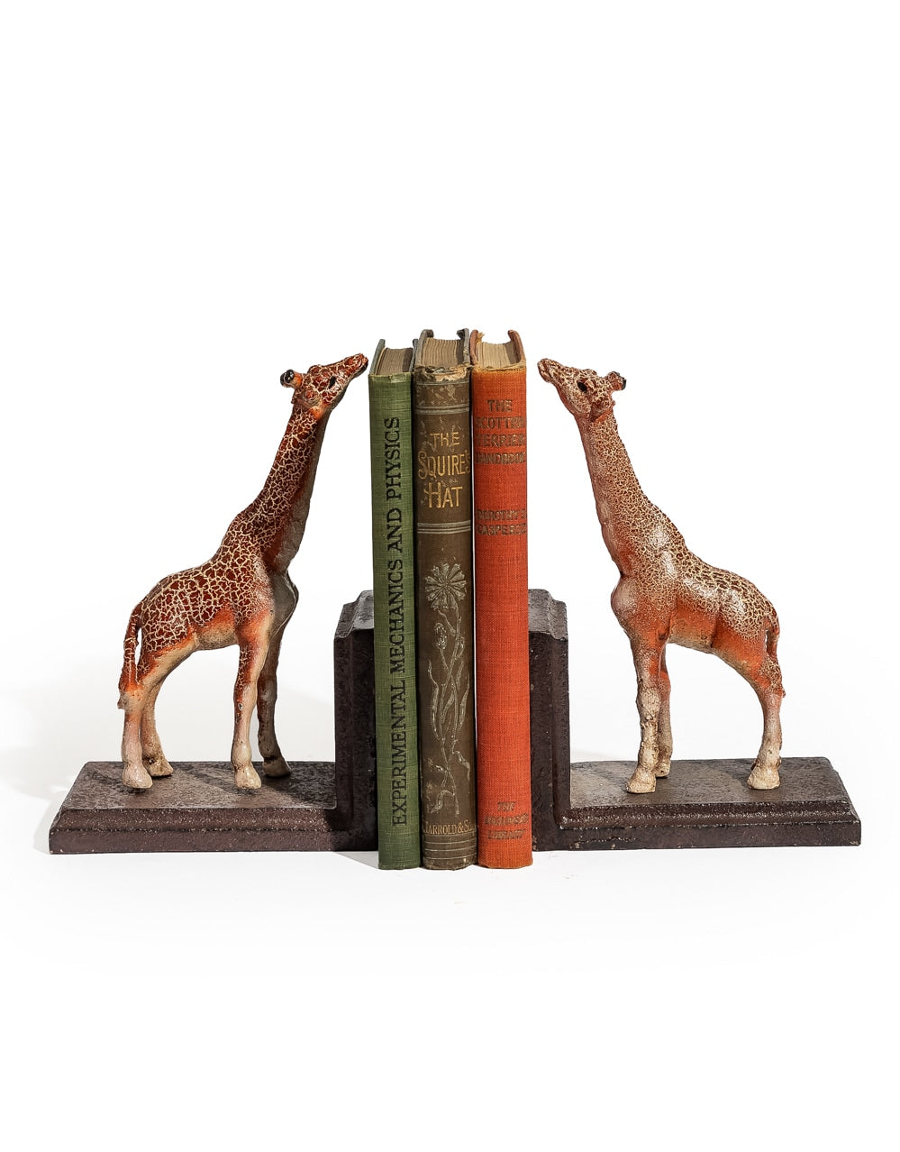 Cast Iron Antiqued Pair of Giraffe Bookends - STM54
