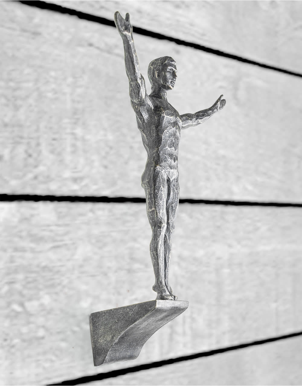 Set of 3 Antique Silver Rock Climbing Men Wall Figures - CRT16