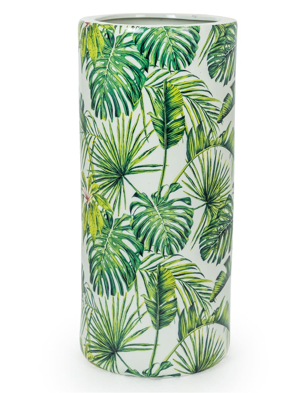 White Ceramic Tropical Leaf Umbrella Stand - BP284