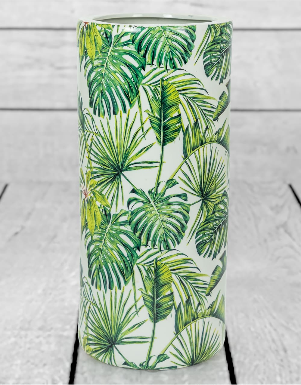 White Ceramic Tropical Leaf Umbrella Stand - BP284