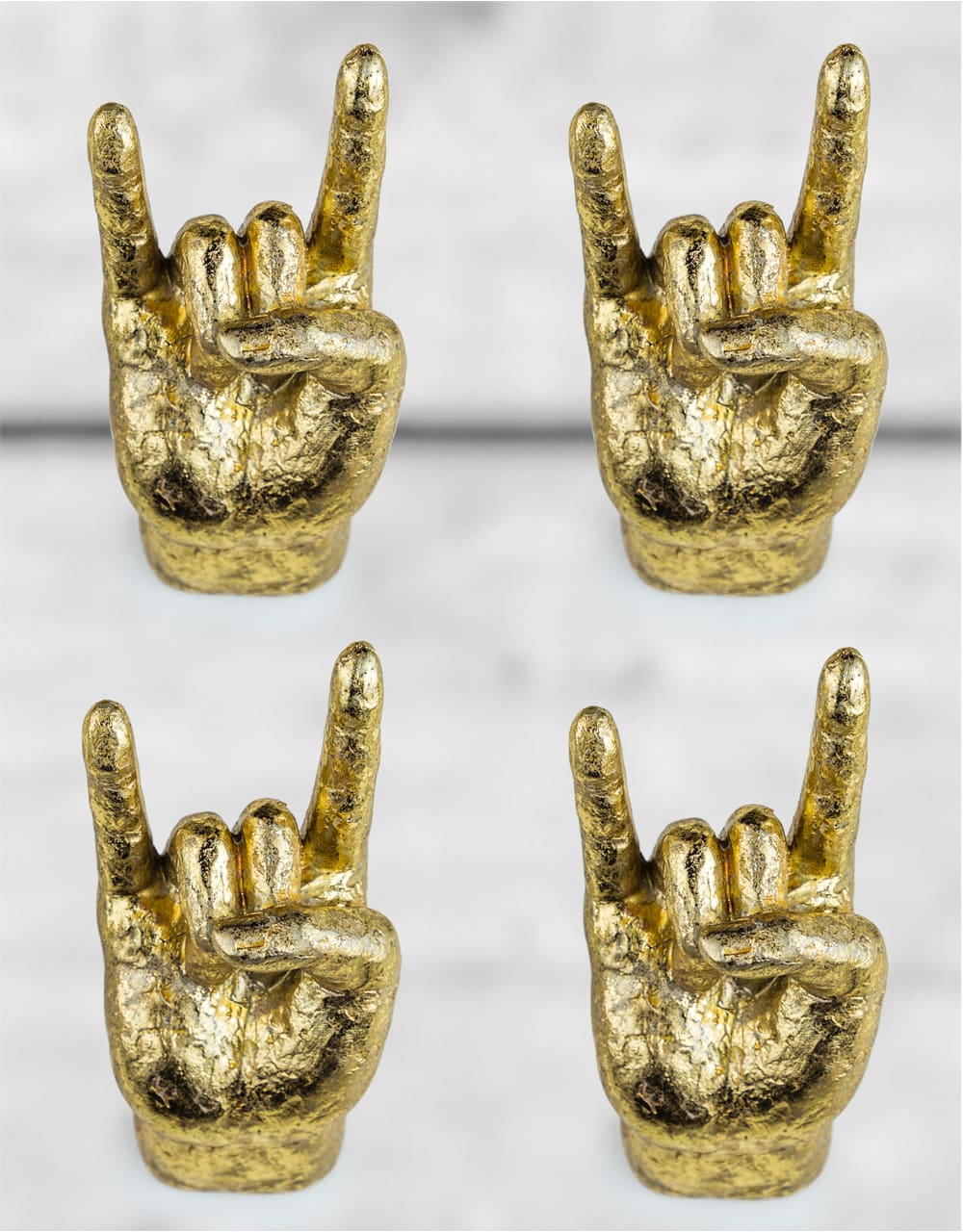Gold Set of 4 Rock On Wall Hands - TPR22