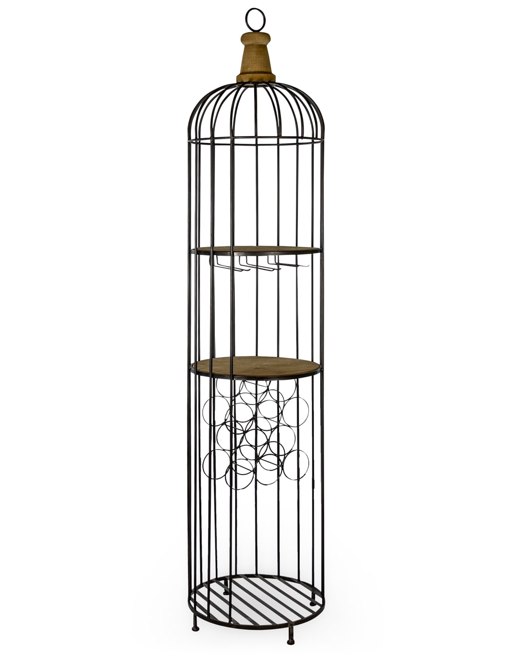 Black Metal and Wood Bar Storage Unit - HKL23