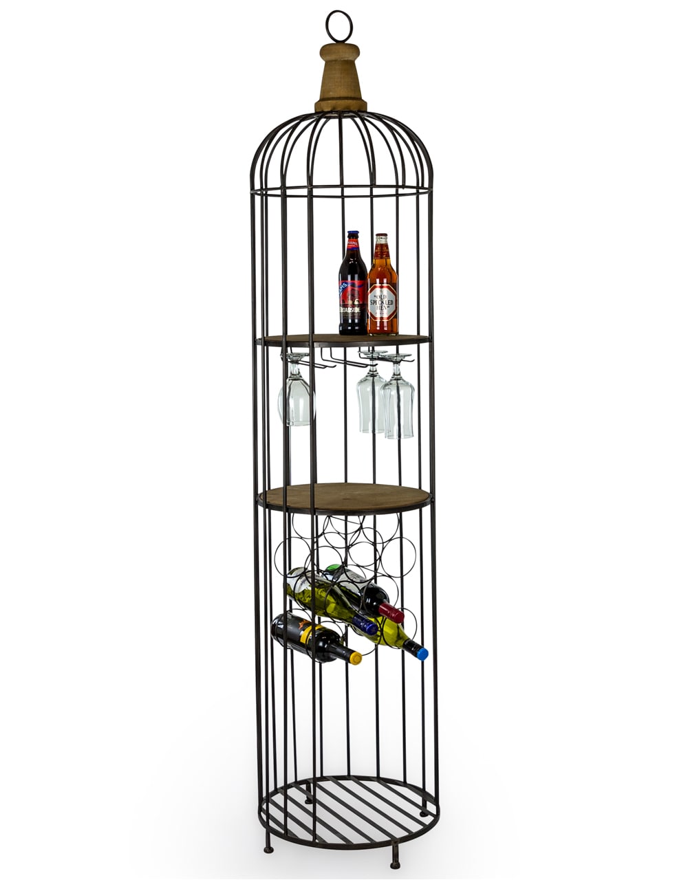 Black Metal and Wood Bar Storage Unit - HKL23