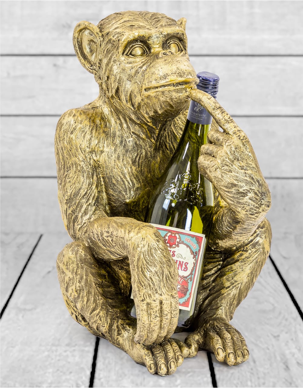 Antiqued Gold Sitting Monkey Figure/Bottle Holder - TL103