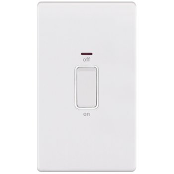 Selectric 5M-Plus Matt White 2 Gang 45A DP Switch with Neon and White Insert