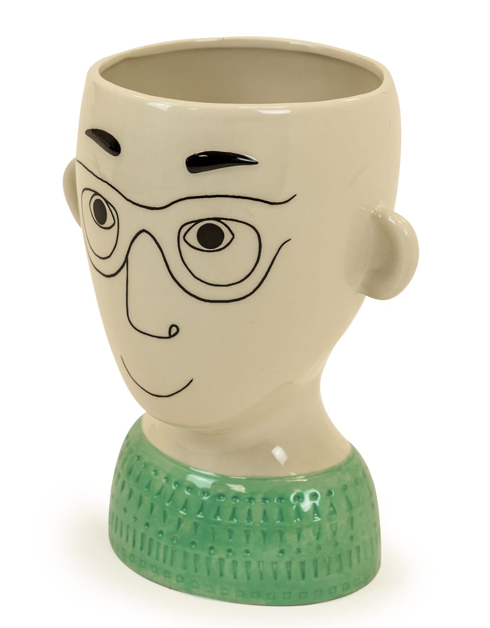 Ceramic Doodle Man's Face Vase - Glasses - FPC16