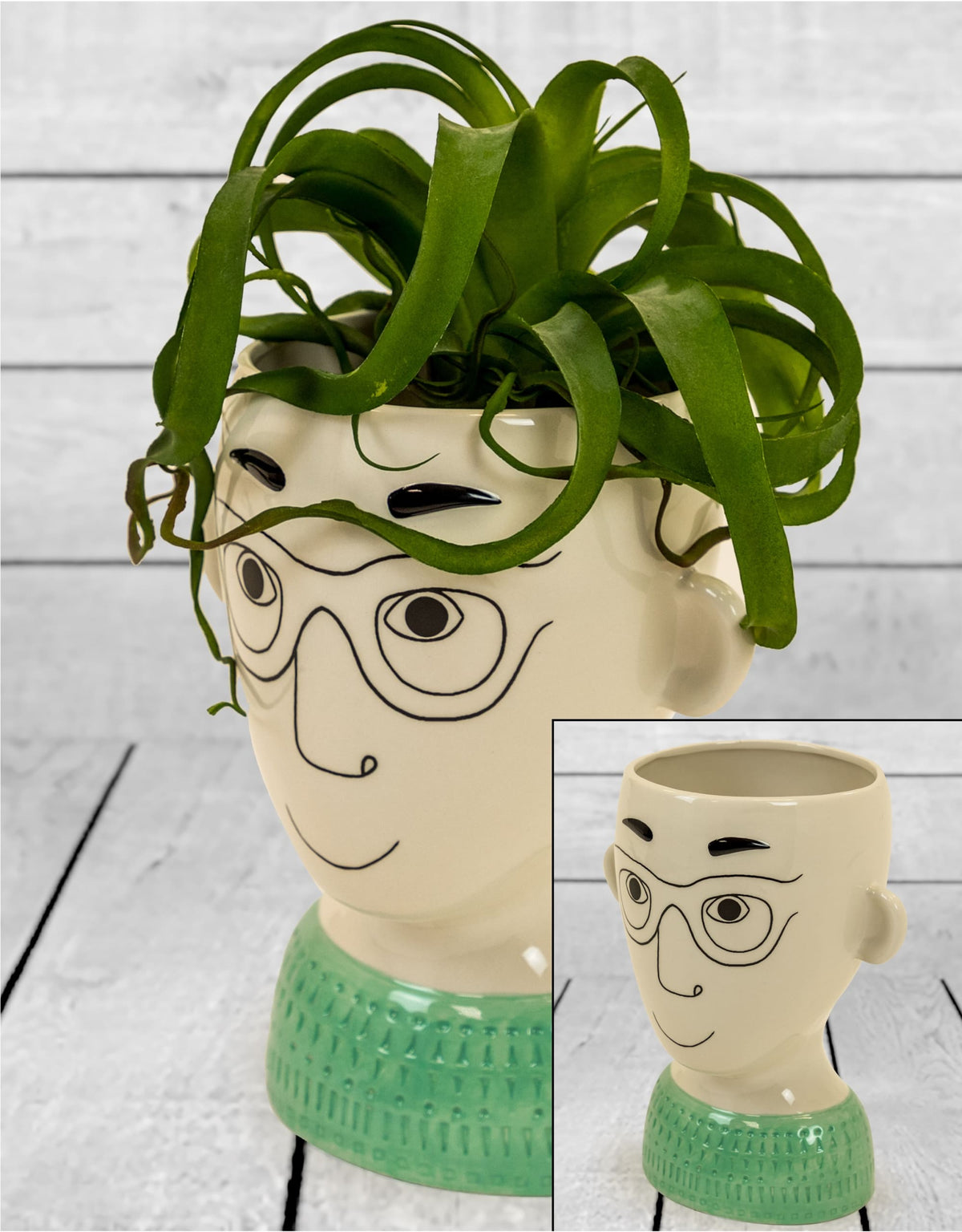 Ceramic Doodle Man's Face Vase - Glasses - FPC16