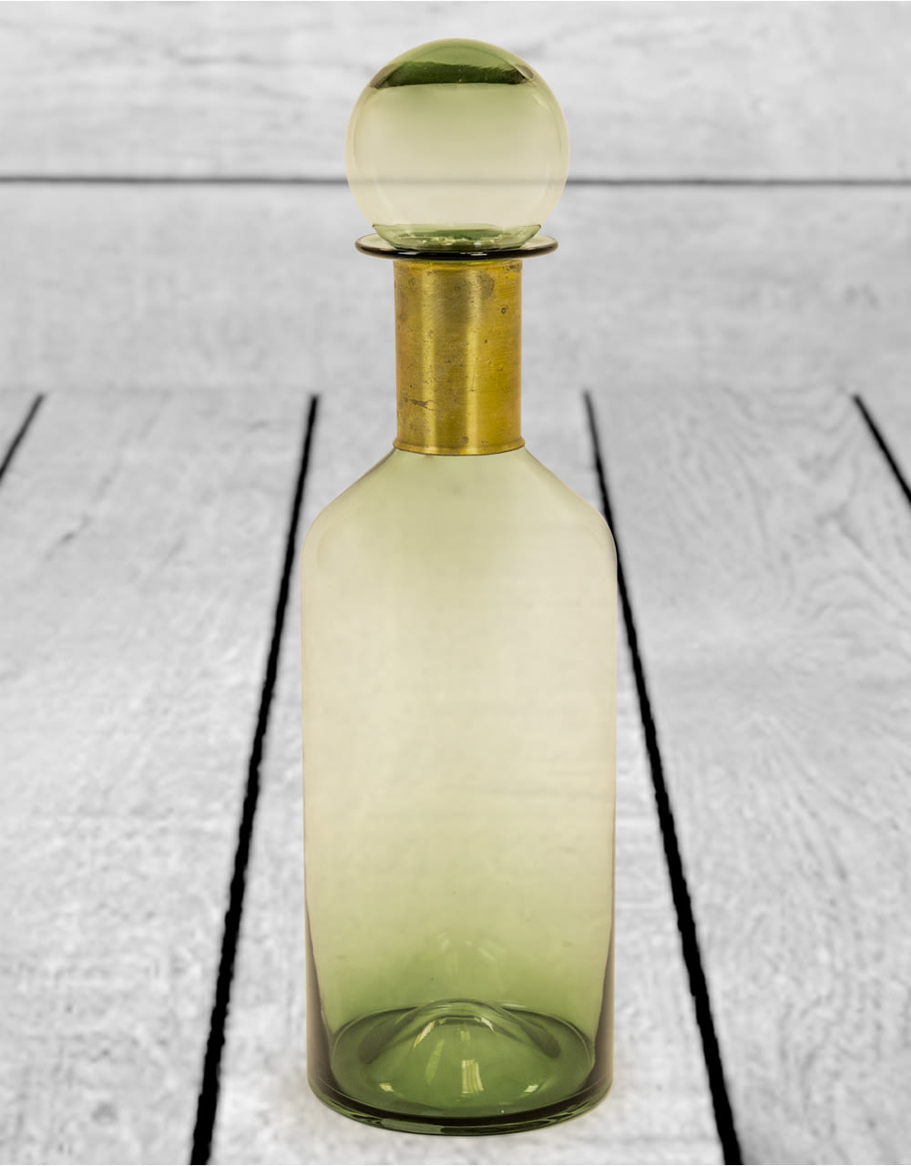 Tall Green Glass Apothecary Bottle with Brass Neck - GW93