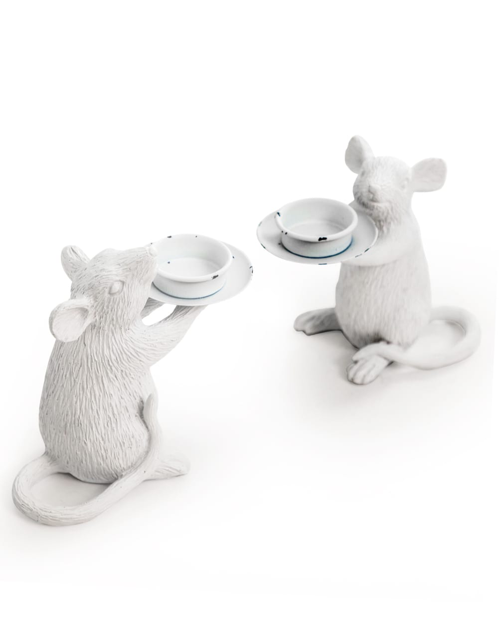Pair of White Mouse Candle Holders - TPR24