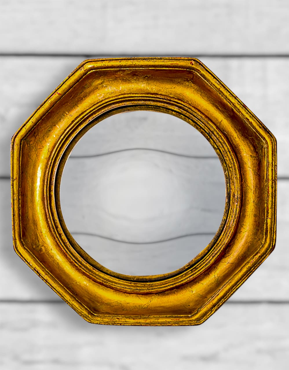 Antiqued Gold Octagonal Framed Convex Mirror - MK27