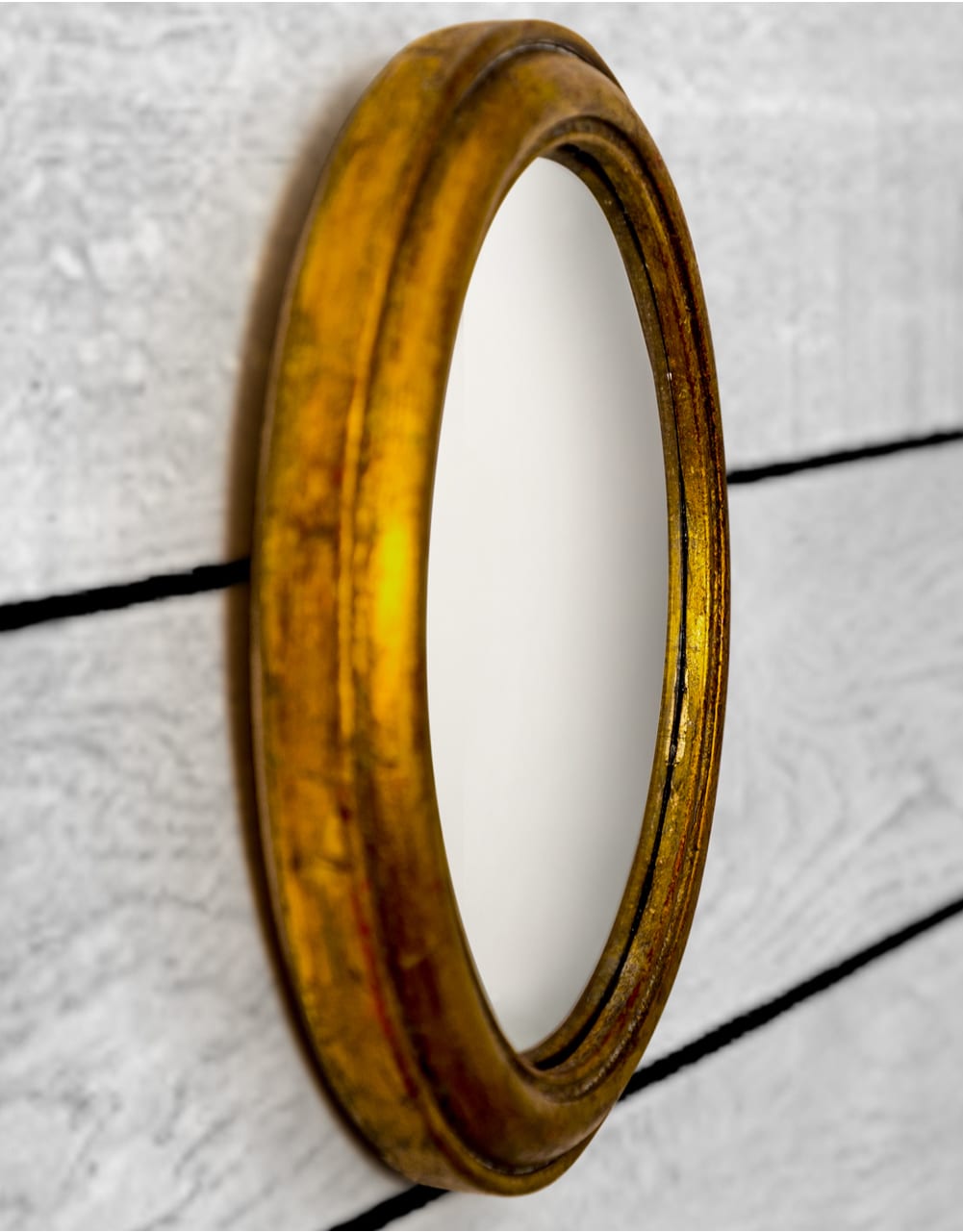 Antiqued Gold Rounded Framed Large Convex Mirror - MK34