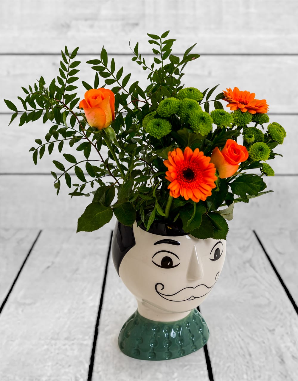 Ceramic Doodle Man's Face Vase - Moustache - FPC19