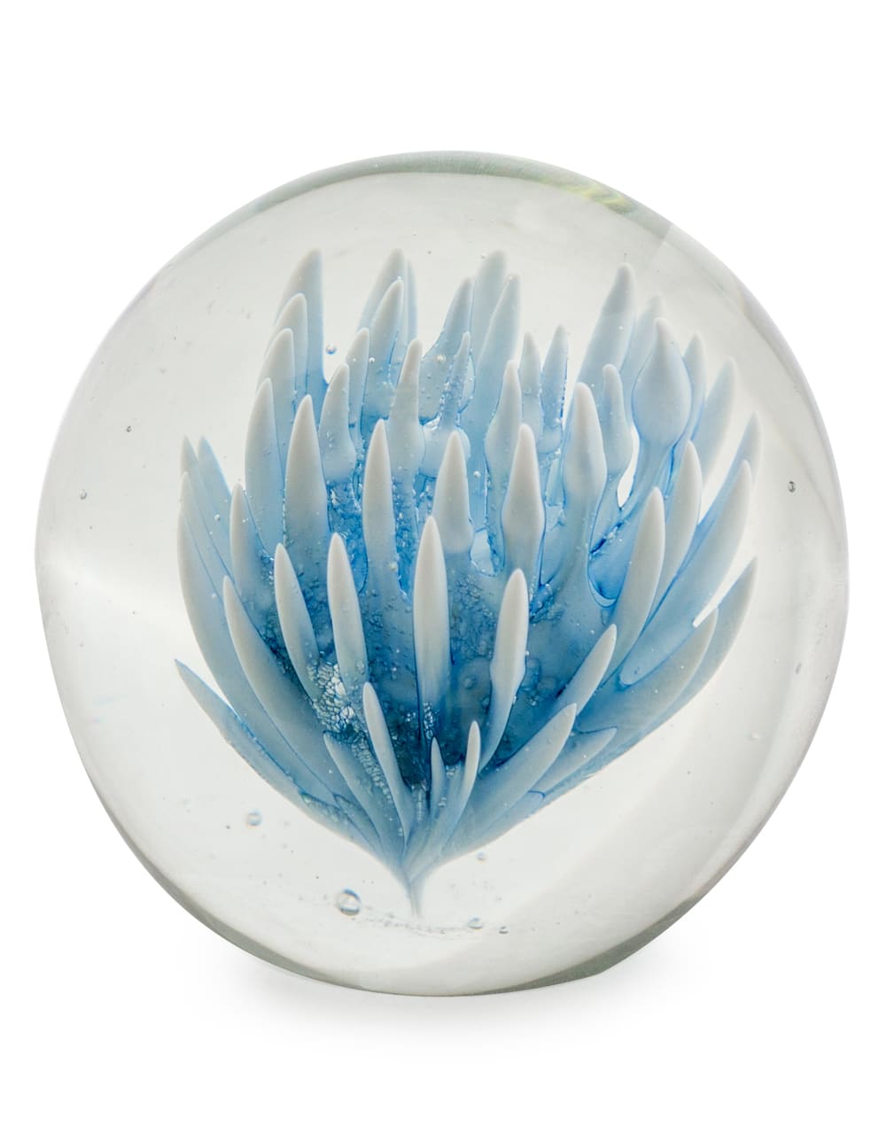 Large Blue & White Flower Glass Ball Paperweight with Gift Box - GW107