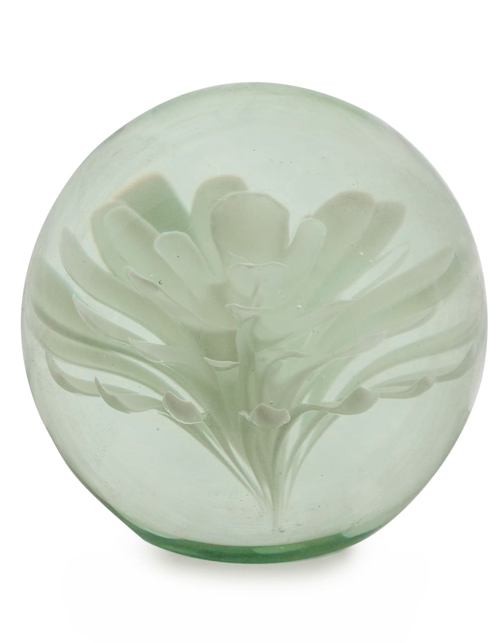 Large White Flower Glass Ball Paperweight with Gift Box - GW109