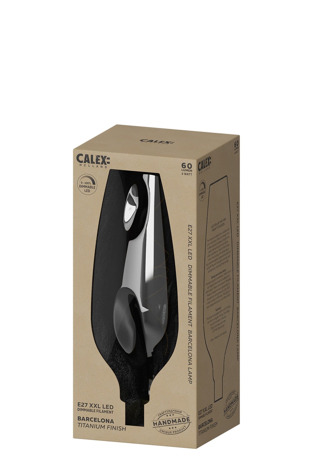 Calex 425996 - Barcelona Titanium LED lamp 4W 60lm 2100K Dimmable