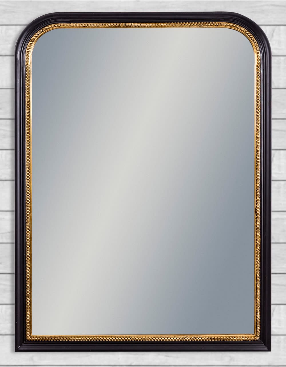Black with Gold Beaded Portrait Wall Mirror - M407