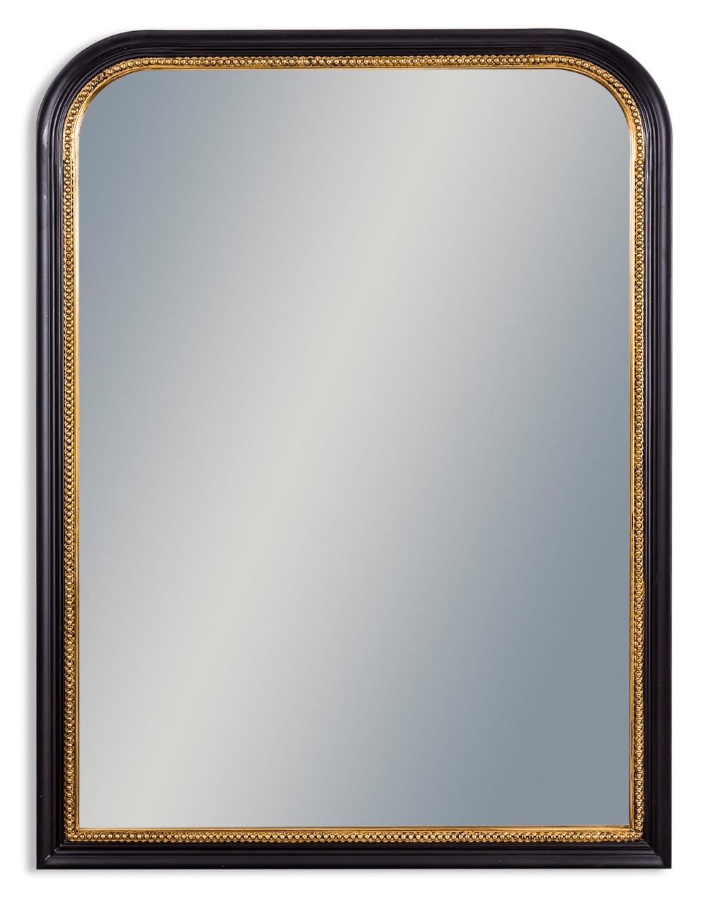 Black with Gold Beaded Portrait Wall Mirror - M407