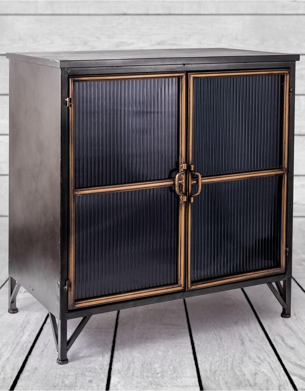 Black and Antique Gold "Orwell" Wide Cabinet - VRN25