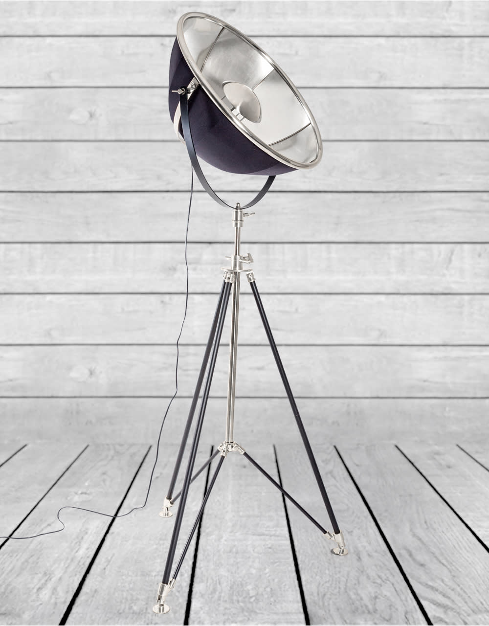 Black and Nickel Large Tripod Floor Lamp - BAR16