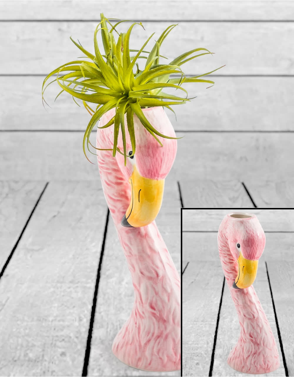 Small Ceramic Pink Flamingo Head Vase - CRT48