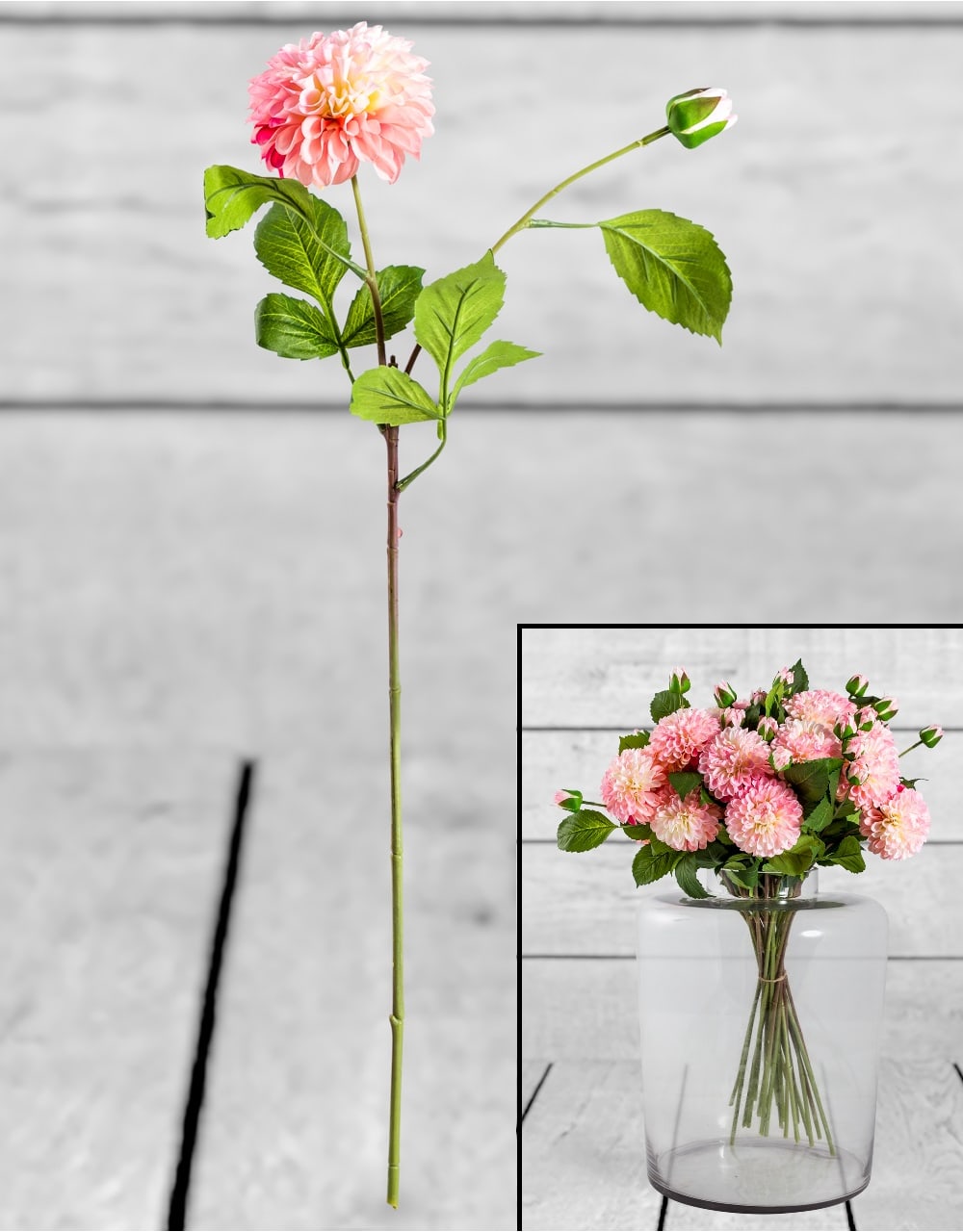 Single Pink Dahlia Stem (to be bought in qtys of 24) - AF71