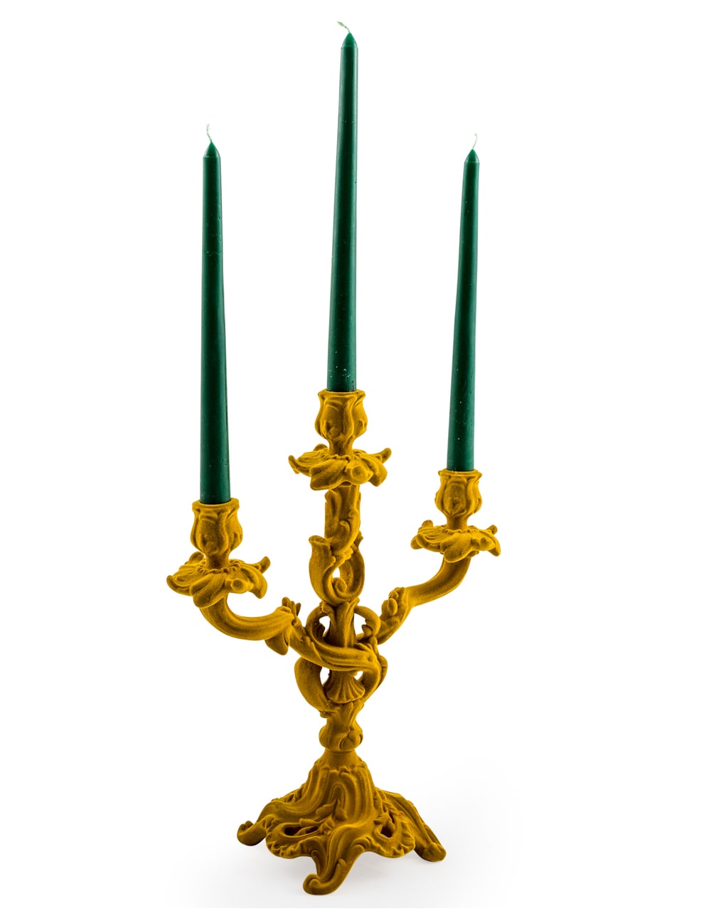 Mustard Yellow Flock Ornate Candelabra - MK48