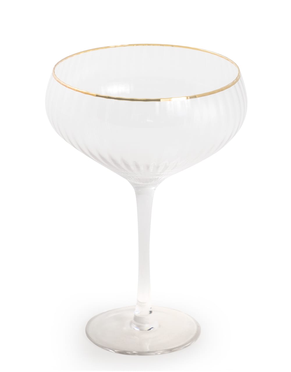 Set of 6 Large Traditional Coupe Champagne Glasses with Gold Rims - GW113