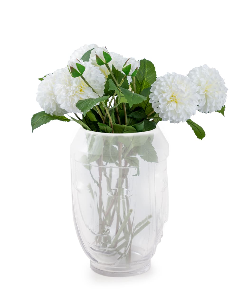 Clear Glass Deco Face Vase - GW124