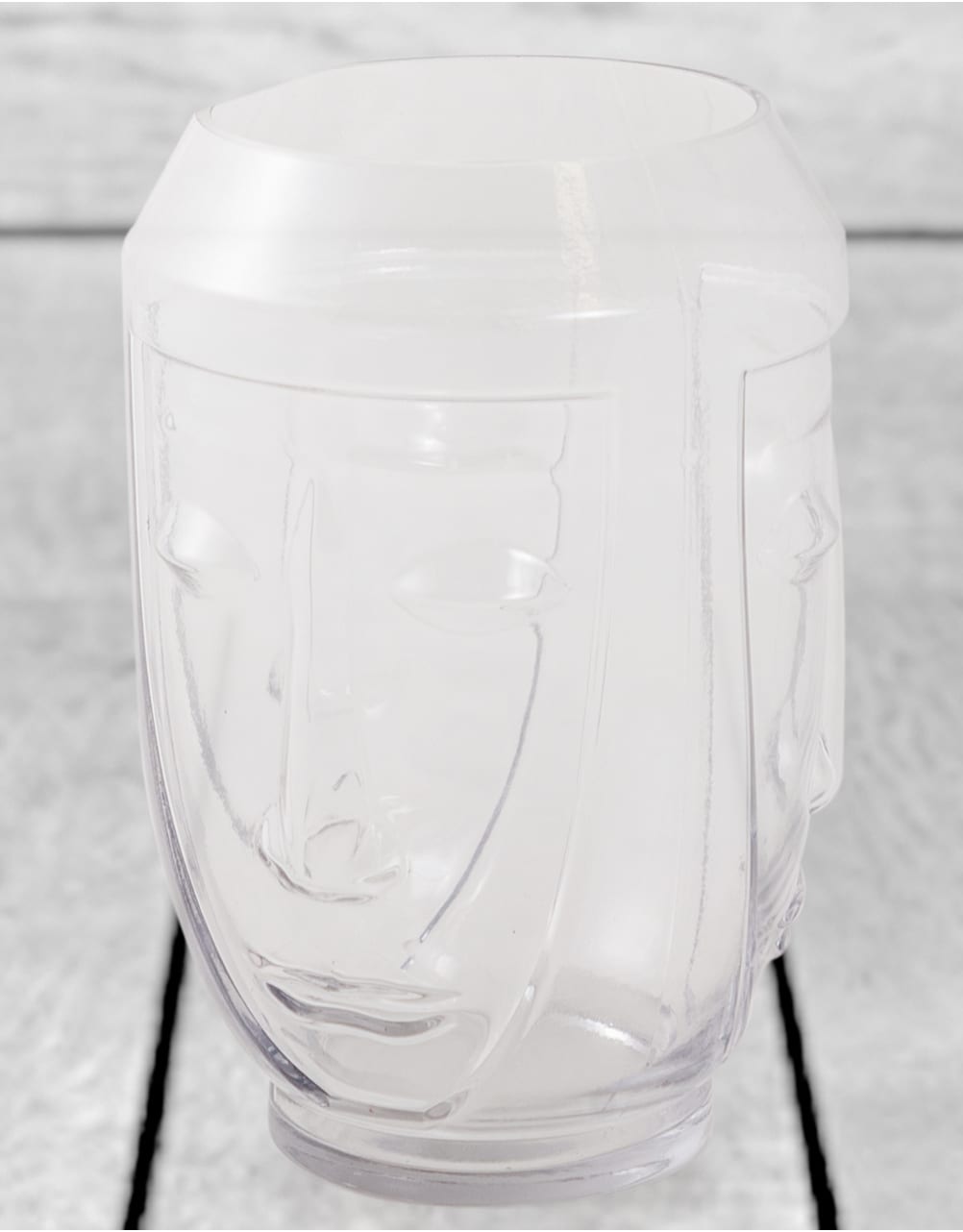 Clear Glass Deco Face Vase - GW124