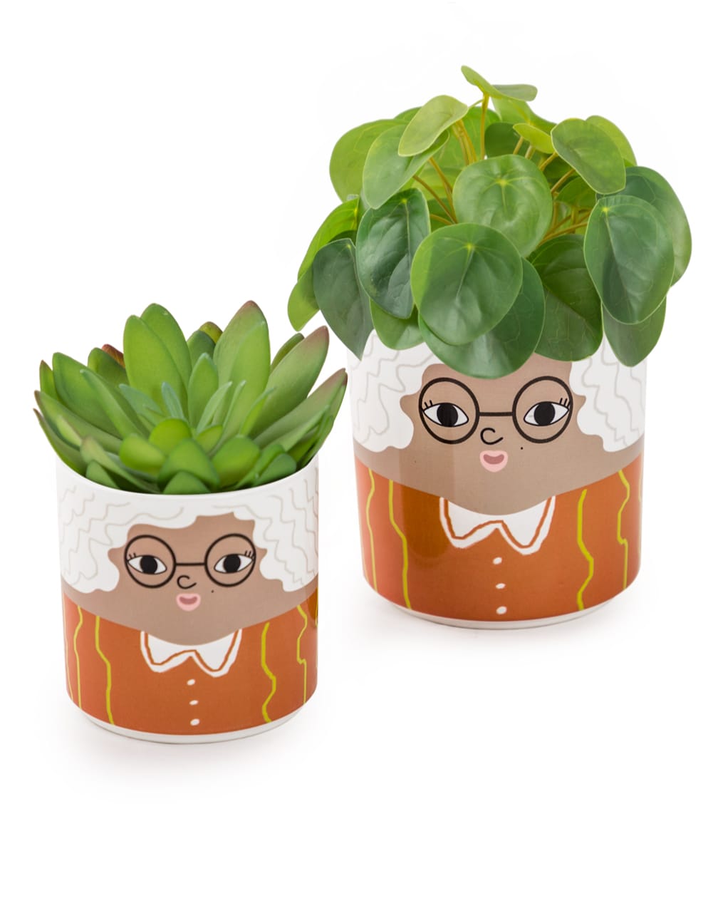 Set of 8 (4 Small, 4 Large) Ceramic People Pots - MCP21