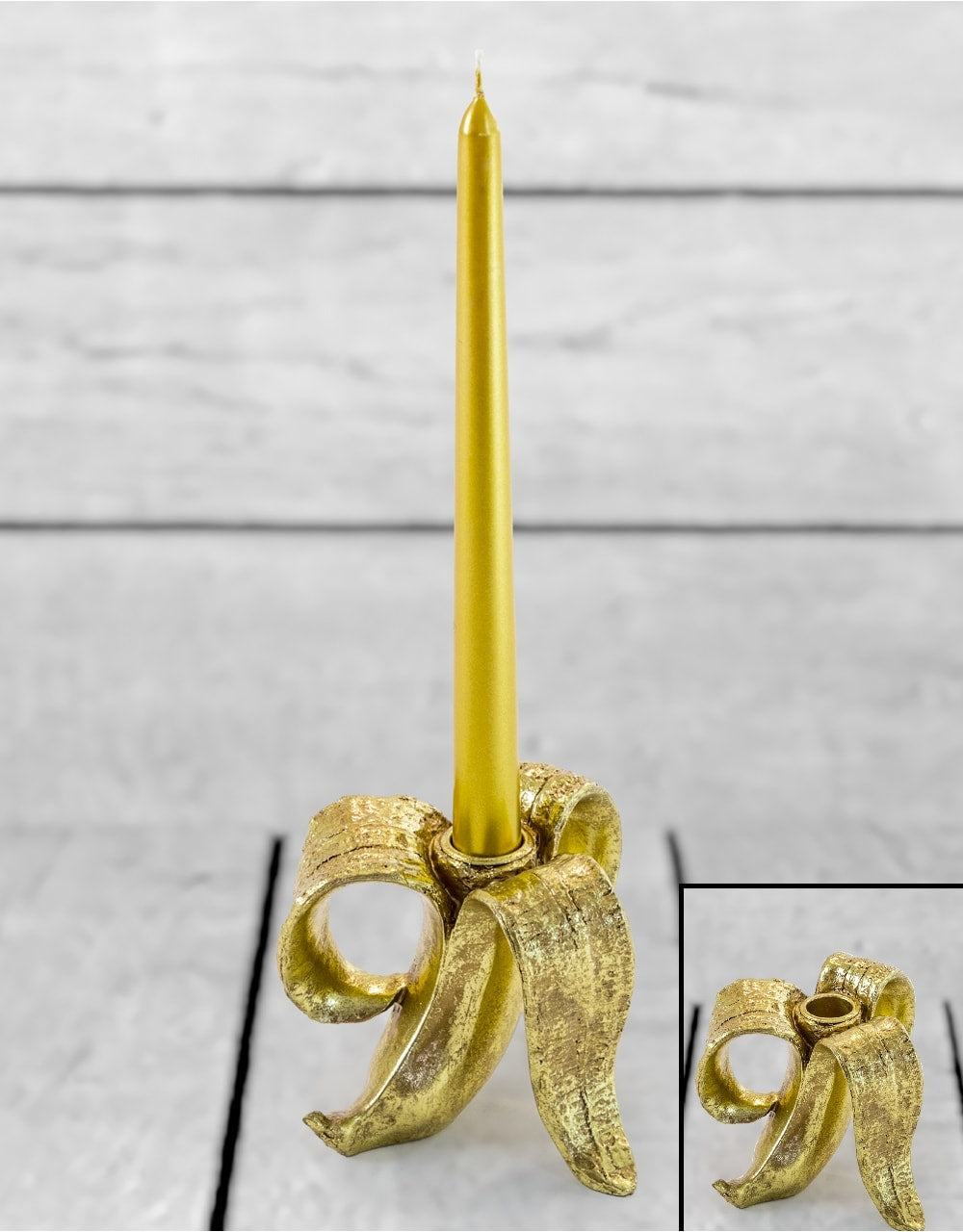 Peeled Antique Gold Glam Banana Candle Holder - CRT56