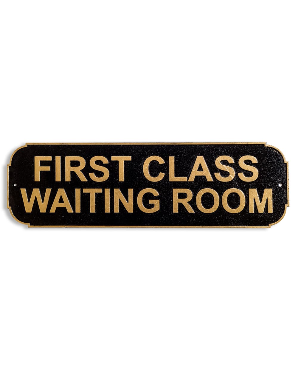 Cast Iron Antiqued Black & Gold "First Class Waiting Room" Wall Sign - STM68