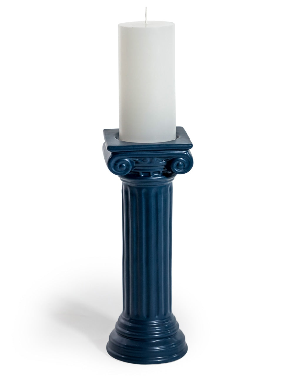 Matt Dark Blue Large Ionic Column Ceramic Candle Holder - FPC40