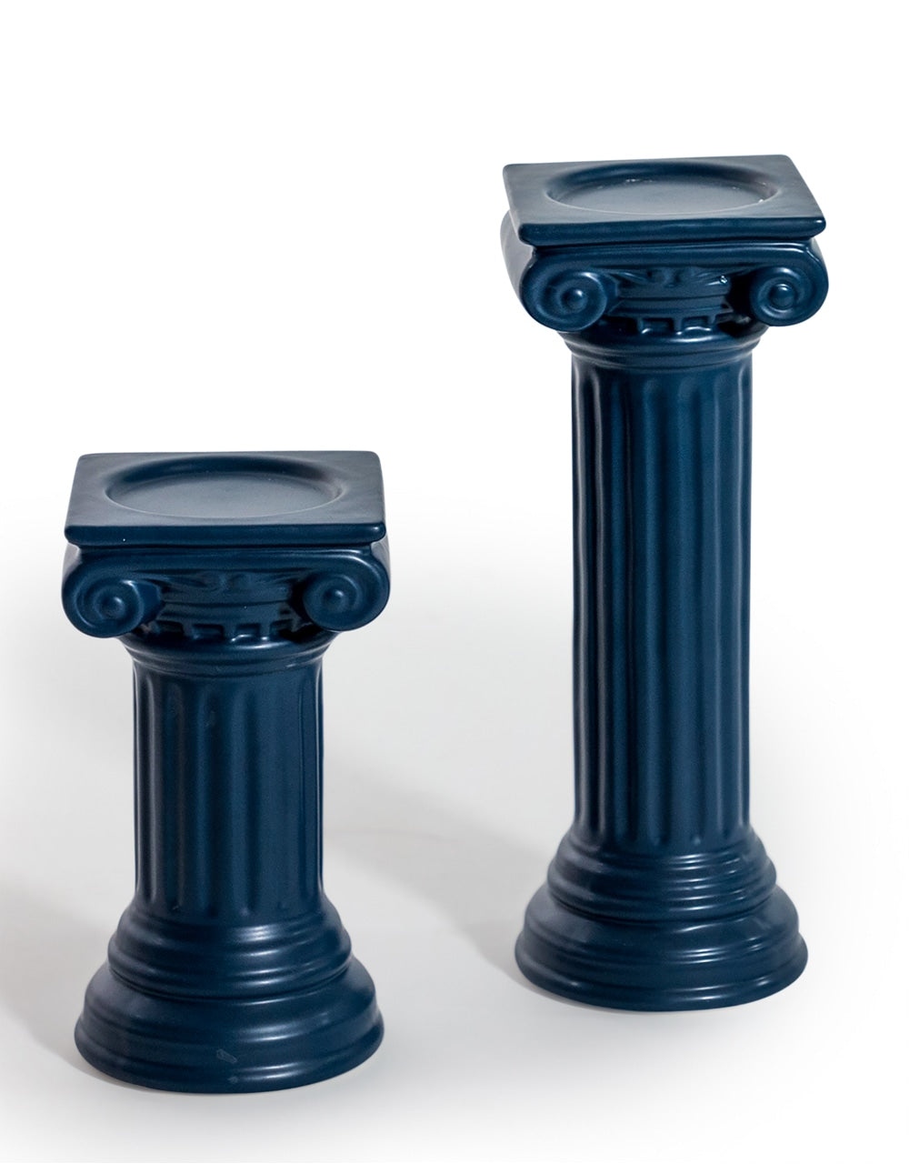 Matt Dark Blue Large Ionic Column Ceramic Candle Holder - FPC40