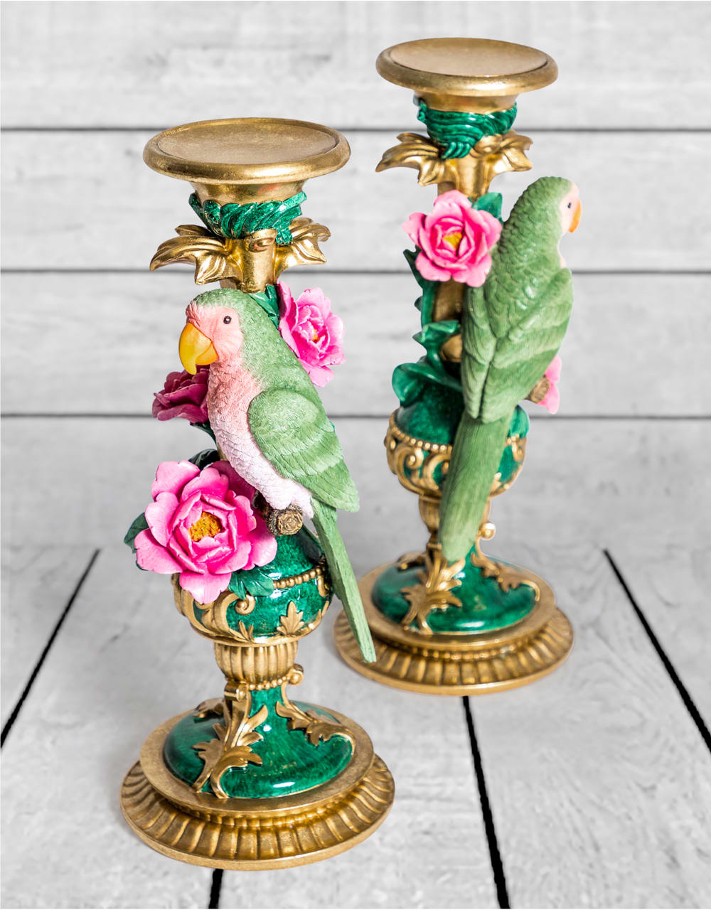 Pair of Ornate Parrot Candle Holders - CRT68