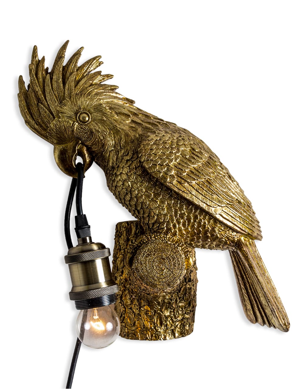Antique Gold Cockatoo on Perch Wall Lamp - TPR76
