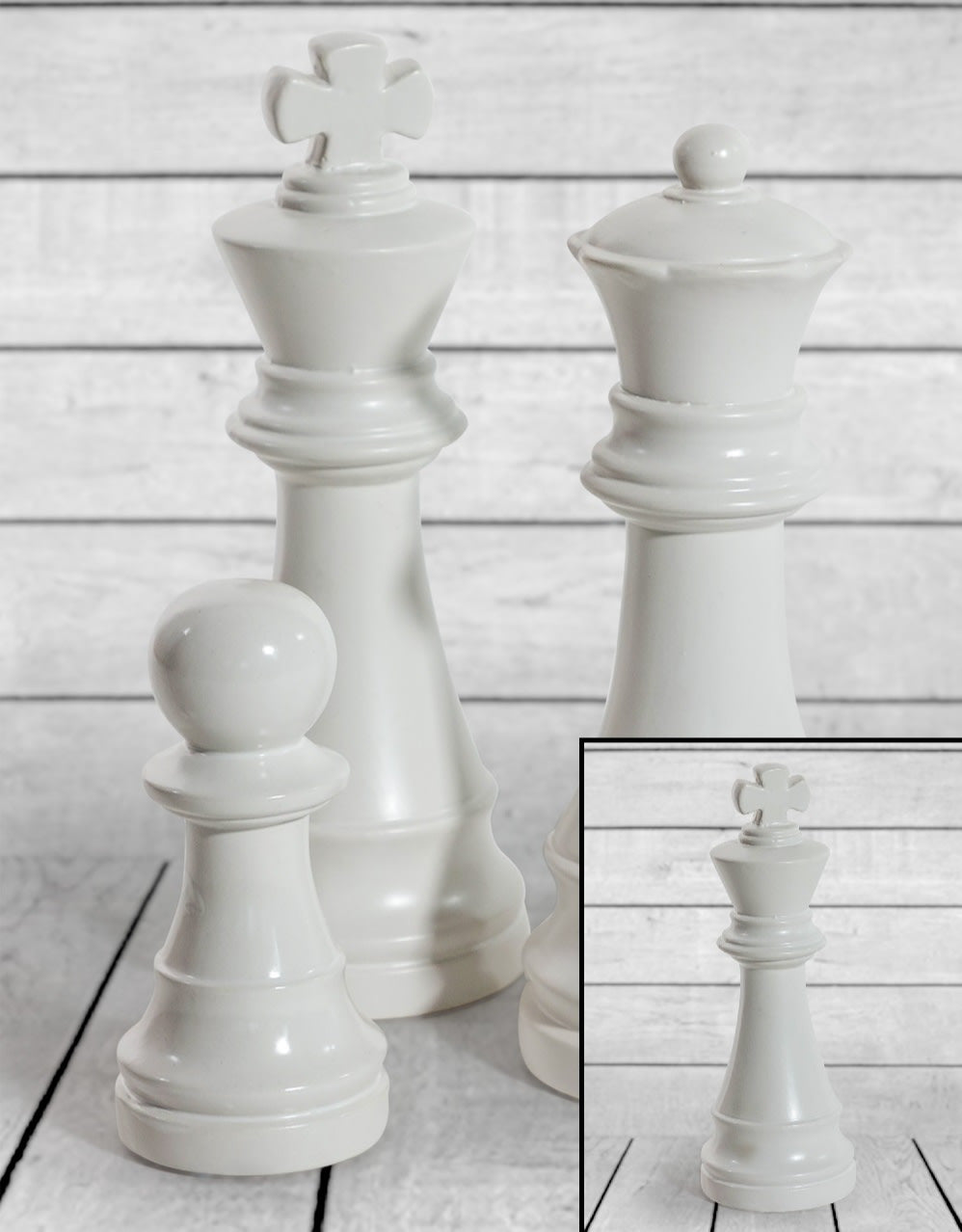 Matt White Large Ceramic King Chess Piece Ornament (to be bought in qtys of 2) - FPC21