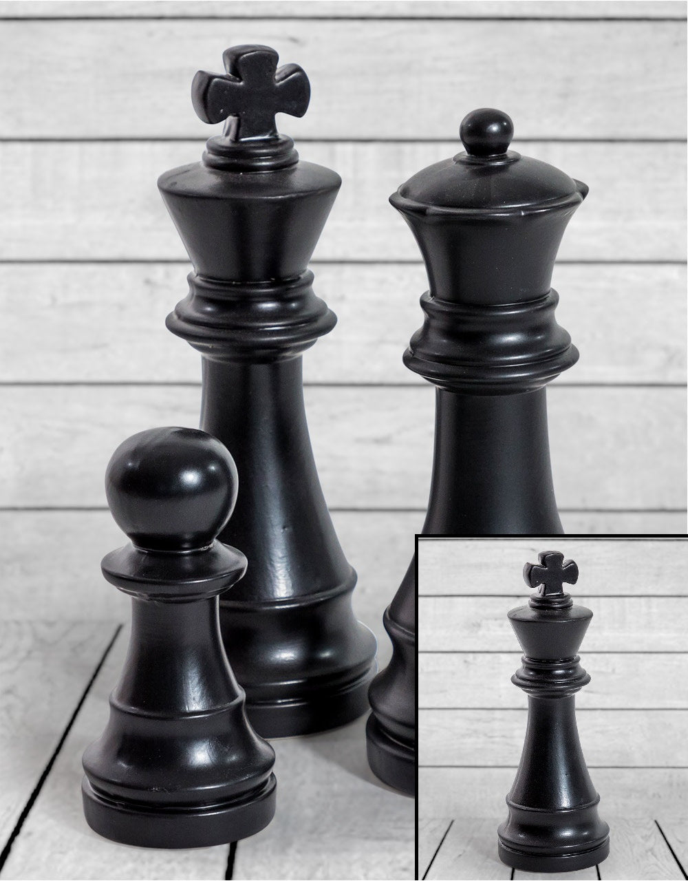 Matt Black Large Ceramic King Chess Piece Ornament (to be bought in qtys of 2) - FPC22