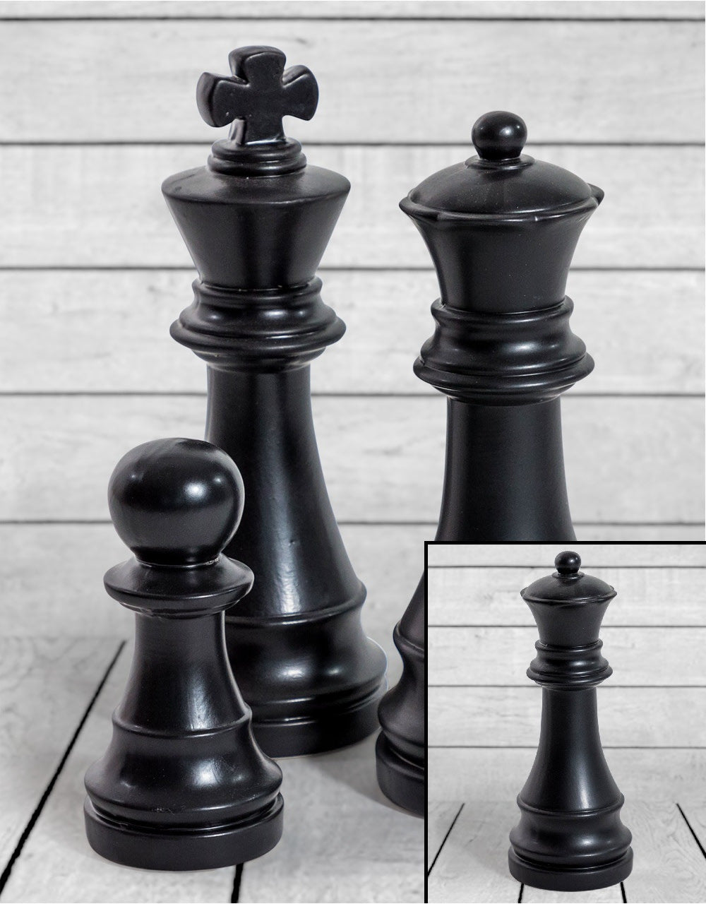 Matt Black Large Ceramic Queen Chess Piece Ornament (to be bought in qtys of 2) - FPC24