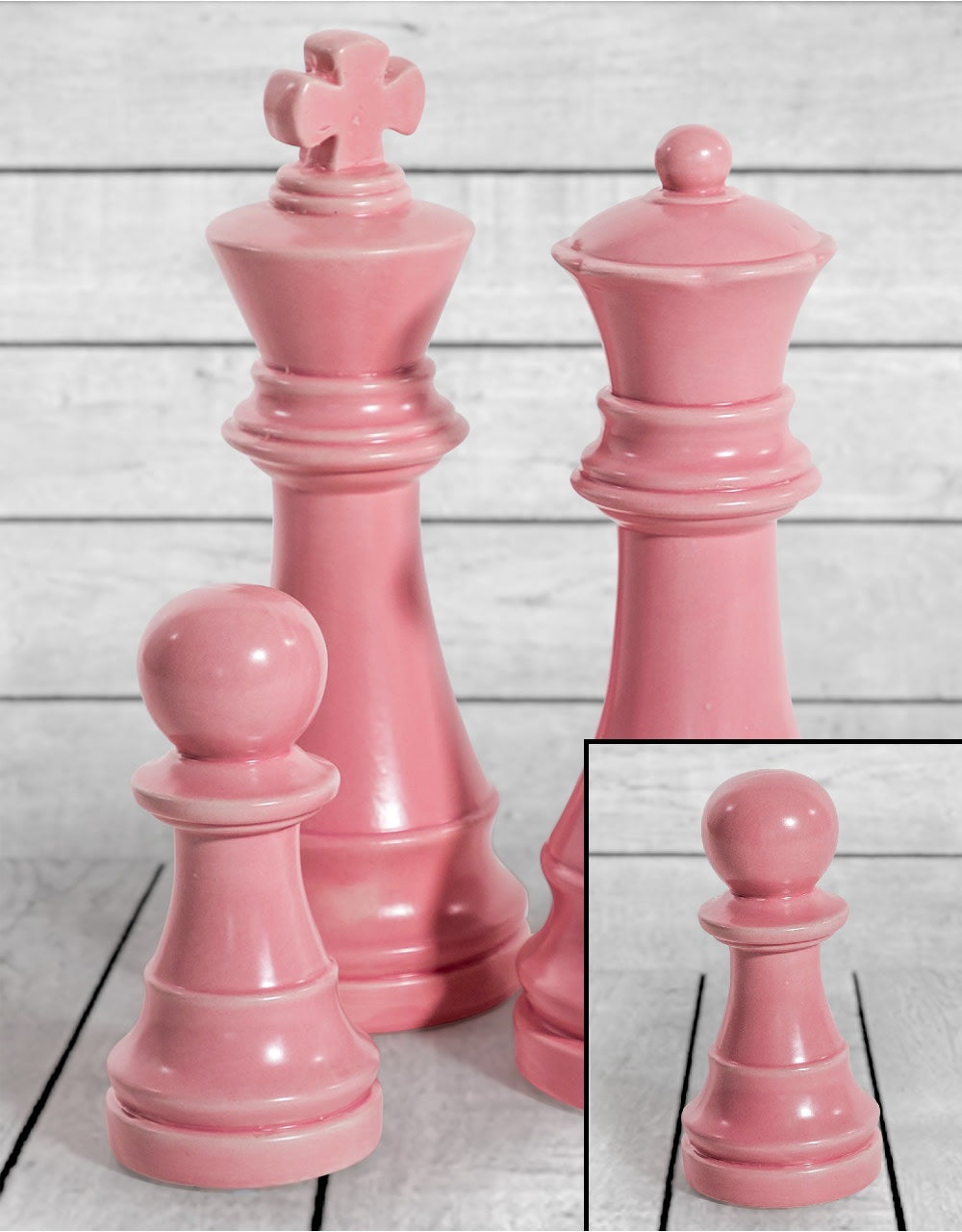 Matt Pink Large Ceramic Pawn Chess Piece Ornament (to be bought in qtys of 4) - FPC55