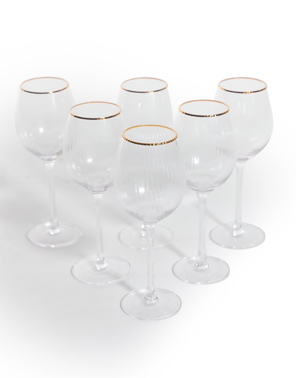 Set of 6 Traditional Wine Glasses with Gold Rims - GW131