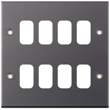 Selectric 5M GRID360 Black Nickel 8 Gang Faceplate